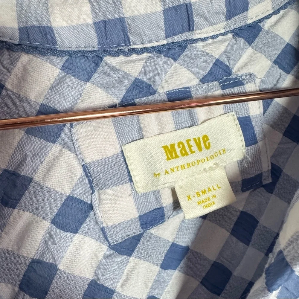 Anthropologie Blue and White Gingham Mini Dress - Picture 3 of 10
